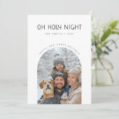 Oh Holy Night Joyful Minimalist Family Arch Foto Feestdagenkaart (Staand voorkant)