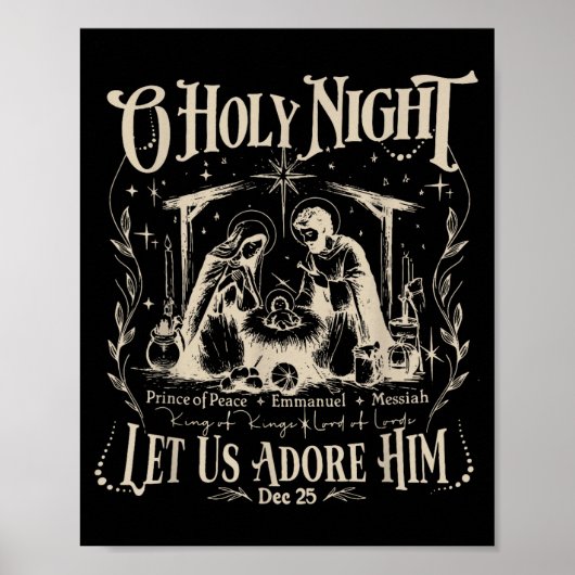 Oh Holy Night Let Us Adore Him Christmas Christian Poster (Voorkant)