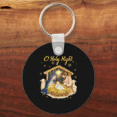 Oh Holy Night Religious Christmas Nativity Scene F Sleutelhanger (Voorkant)