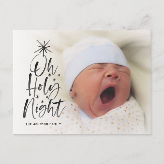 Oh Holy Night | Vakantie Geboorteaankondiging Foto Aankondigingskaart (Voorkant)