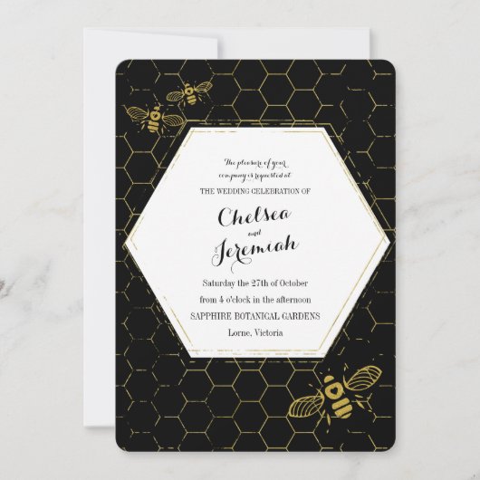 Oh Honey Bee Black Gold Trouwjurk Custom Kaart (Voorkant)