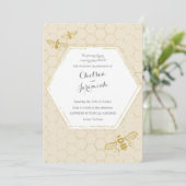 Oh Honey Bee Cream Gold Custom Wedding Kaart (Staand voorkant)