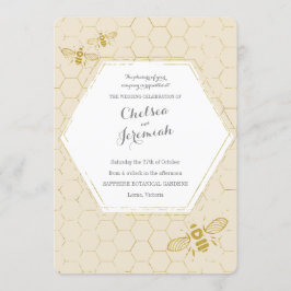 Oh Honey Bee Cream Gold Custom Wedding Kaart