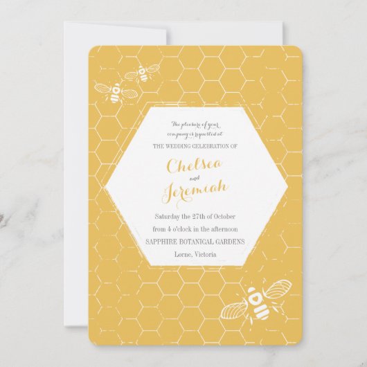 Oh Honey Bee Yellow Custom Wedding Kaart (Voorkant)