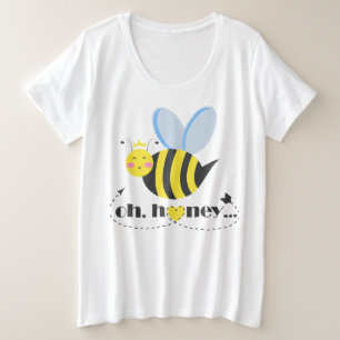 Oh Honey Valentijns  bijenkoningin karakter met ti Grote Maat T-shirt