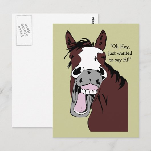 Oh hooi wilde enkel hallo de Cartoon van het Paard Briefkaart (Voorkant / Achterkant)