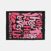 Oh How He Loves Us Boho Valentine Flower Jesus Chr Fleece Deken (Voorkant (Horizontaal))