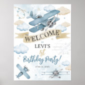 Oh How Time Flies Airplane Birthday Party Welcome Poster (Voorkant)