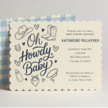 Oh Howdy Cowboy Baby Shower Uitnodiging Westers