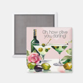 Oh, ik hou van je! Punny 50s stijl martini magneet (Voorkant / Achterkant)