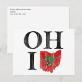 OH IO Typografisch Ohio  Rood Buckeye Nut Briefkaart (Voorkant / Achterkant)