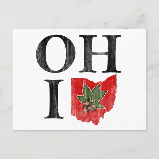 OH IO Typografisch Ohio  Rood Buckeye Nut Briefkaart (Voorkant)