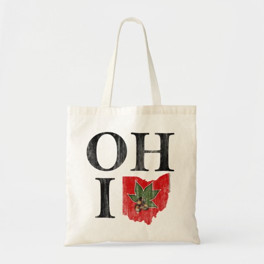 OH IO Typografisch Ohio  Rood Buckeye Nut Tote Bag (Voorkant)