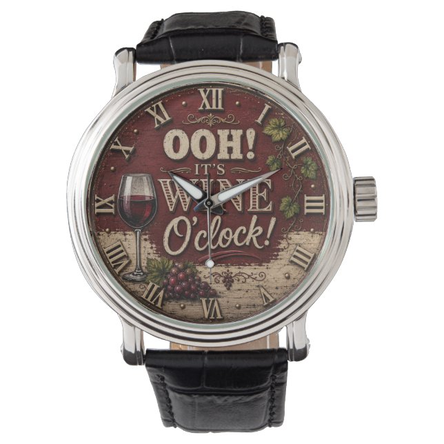 Oh! It's Wine O'Clock Horloge (Voorkant)
