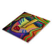 Oh ja? Abstract digitaal schilderij van een vrouw Tegeltje (Zijkant)