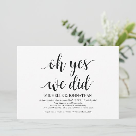 Oh ja, dat deden we, bruiloft op de Uitnodigingska Kaart (Staand voorkant)