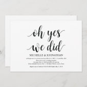 Oh ja, dat deden we, bruiloft op de Uitnodigingska Kaart (Voorkant / Achterkant)