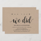 Oh ja, dat deden we, bruiloft op de Uitnodigingska Kaart (Voorkant / Achterkant)