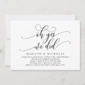 Oh ja, dat deden we, modern huwelijksdiner en fees kaart (Voorkant)