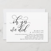 Oh ja, dat deden we, modern huwelijksdiner en fees kaart (Voorkant)