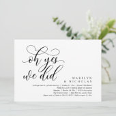 Oh ja, dat deden we, modern huwelijksdiner en fees kaart (Staand voorkant)