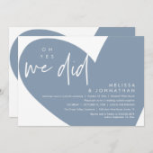 Oh ja, dat deden we, Modern Wedding Receptie Diner Kaart (Voorkant / Achterkant)