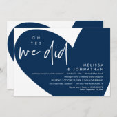 Oh ja, dat deden we, Modern Wedding Receptie Diner Kaart (Voorkant / Achterkant)