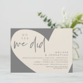 Oh ja, dat deden we, Modern Wedding Receptie Diner Kaart (Staand voorkant)