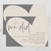 Oh ja, dat deden we, Modern Wedding Receptie Diner Kaart (Voorkant / Achterkant)