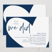 Oh ja, dat deden we, Modern Wedding Receptie Diner Kaart (Voorkant / Achterkant)