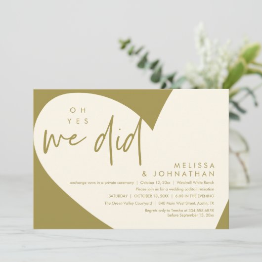 Oh ja, dat deden we, Modern Wedding Receptie Diner Kaart (Staand voorkant)