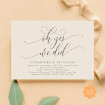 Oh ja, dat deden we, moderne romantische huwelijks kaart<br><div class="desc">Markeer het begin van uw eeuwigheid met elegantie met behulp van onze hedendaagse esthetische crème grijs thema bruiloft elopement viering uitnodiging kaart, "Oh ja we deden". Perfect voor koppels die hun vreugdevolle gelegenheid uitbreiden, deze uitnodiging straalt sophisticatie uit met een vleugje speelsheid, en vormt het podium voor een gedenkwaardige gebeurtenis....</div>