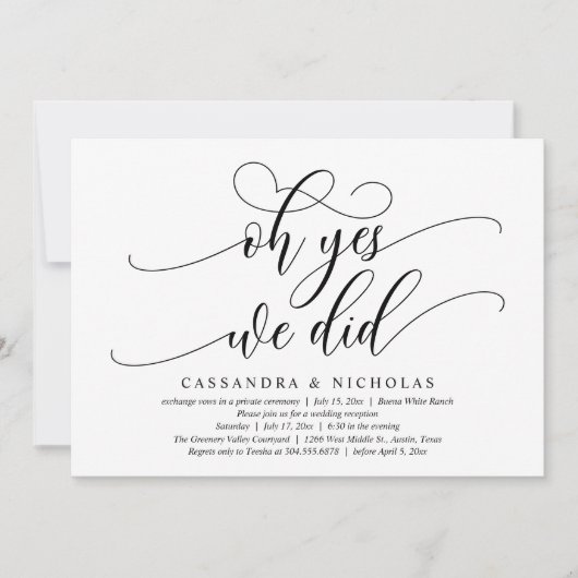 Oh ja, dat deden we, moderne romantische huwelijks kaart (Voorkant)