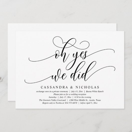 Oh ja, dat deden we, moderne romantische huwelijks kaart (Voorkant / Achterkant)