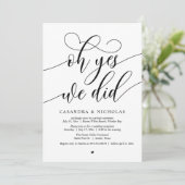 Oh ja, dat deden we, moderne script bruiloft recep kaart (Staand voorkant)