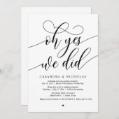 Oh ja, dat deden we, moderne script bruiloft recep kaart (Voorkant / Achterkant)