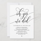 Oh ja, dat deden we, moderne script bruiloft recep kaart (Voorkant)