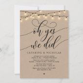 Oh ja, dat deden we, moderne script bruiloft recep kaart (Voorkant)