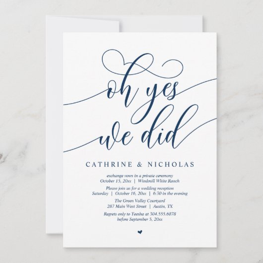 Oh ja, dat deden we, moderne script bruiloft recep kaart (Voorkant)