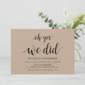 oh ja, dat deden we, trouwkaarten voor elopement kaart (Staand voorkant)