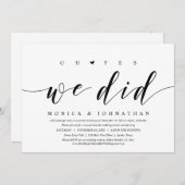 Oh ja, dat deden we, Wedding Elopement Dinner Part Kaart (Voorkant / Achterkant)