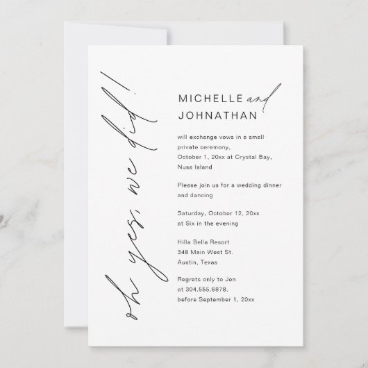 Oh ja, dat deden we, Wedding Elopement Dinner Part Kaart (Voorkant)