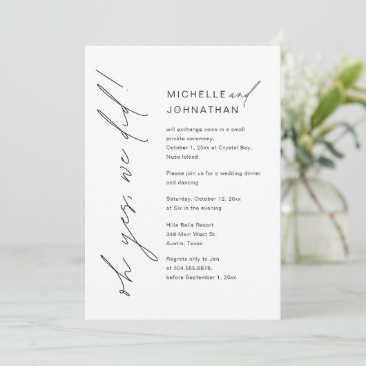 Oh ja, dat deden we, Wedding Elopement Dinner Part Kaart (Staand voorkant)