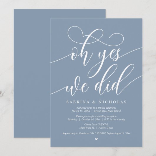 Oh ja, dat deden we, Wedding Elopement Dinner Part Kaart (Voorkant / Achterkant)