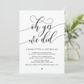 Oh ja, dat deden we, Wedding Elopement Dinner Part Kaart (Staand voorkant)