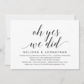 Oh ja, dat deden we, Wedding Elopement Party Kaart (Voorkant)