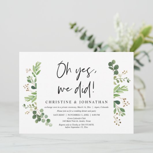 Oh ja, dat deden we, Wedding Elopement party Kaart (Staand voorkant)