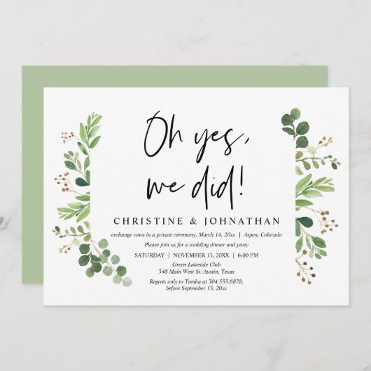 Oh ja, dat deden we, Wedding Elopement party Kaart (Voorkant / Achterkant)