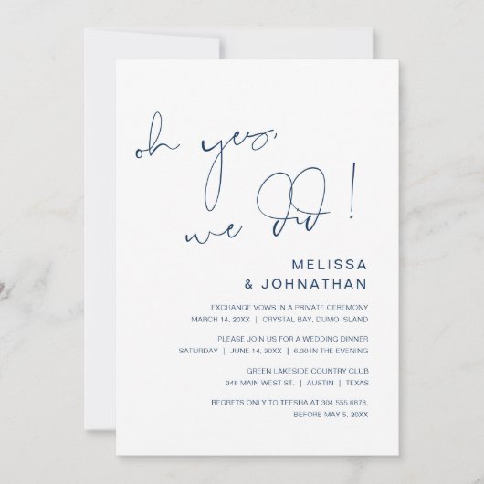 Oh ja, dat deden we, Wedding Elopement Party Uitno Kaart (Voorkant)