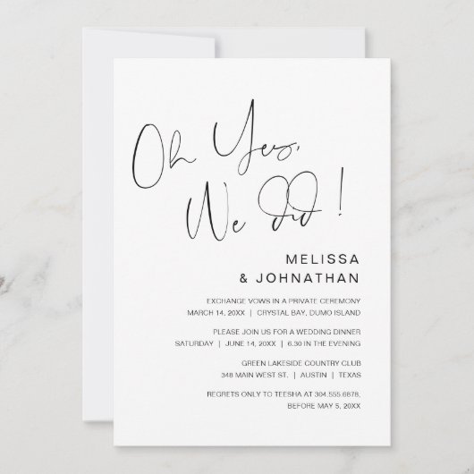 Oh ja, dat deden we, Wedding Elopement Party Uitno Kaart (Voorkant)